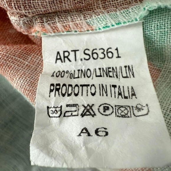 Women's blouse Orange and green linen tie-front top - Picture 7 of 8